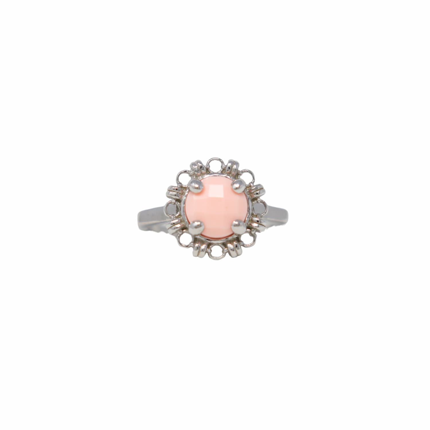 Gemma Ring in Silver with Pink Coral