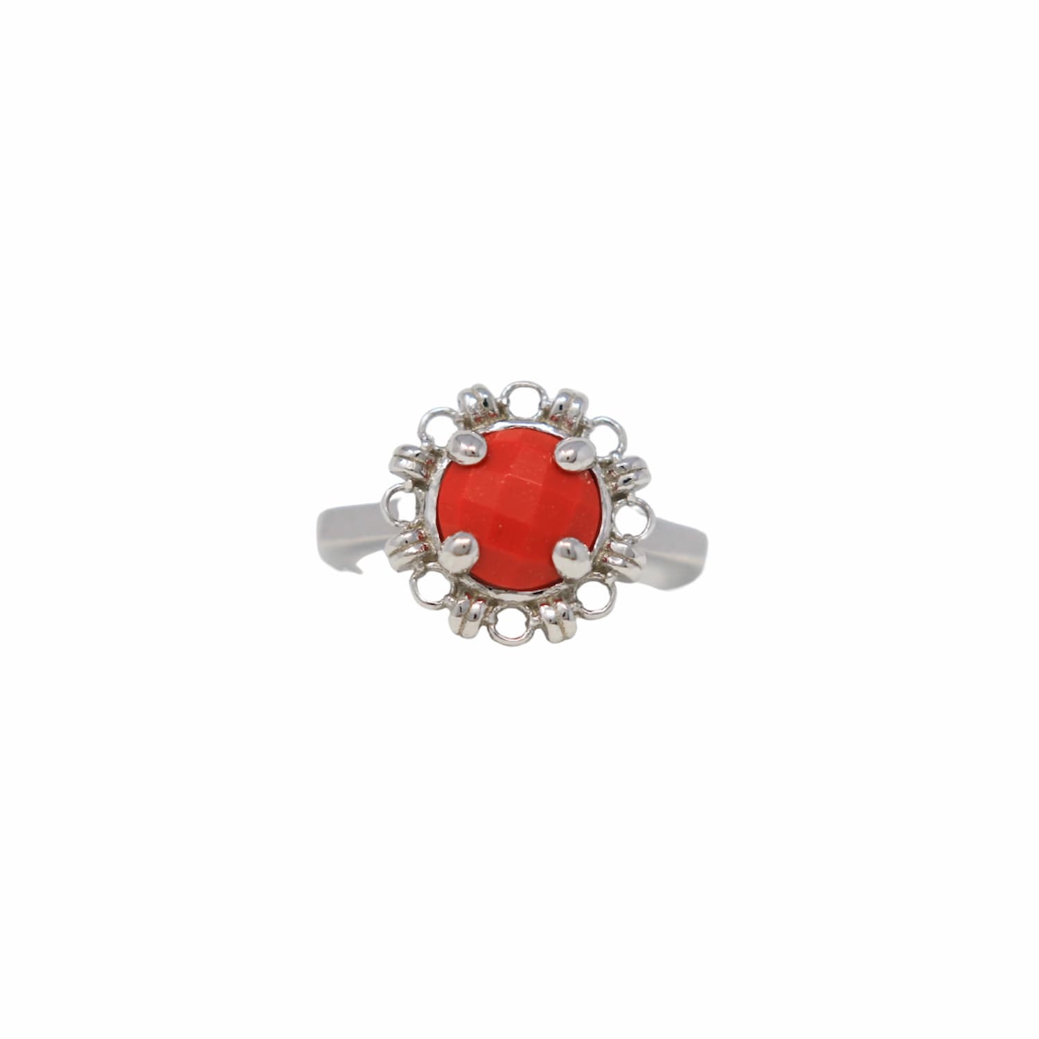 Gemma Ring in Silver with Coral