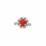 Gemma Ring in Silver with Coral