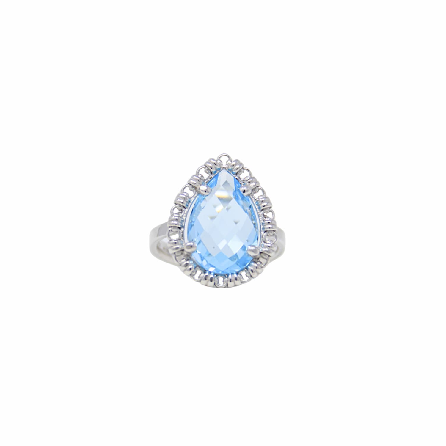 Drop Ring in Silver with Blue Topaz, Large