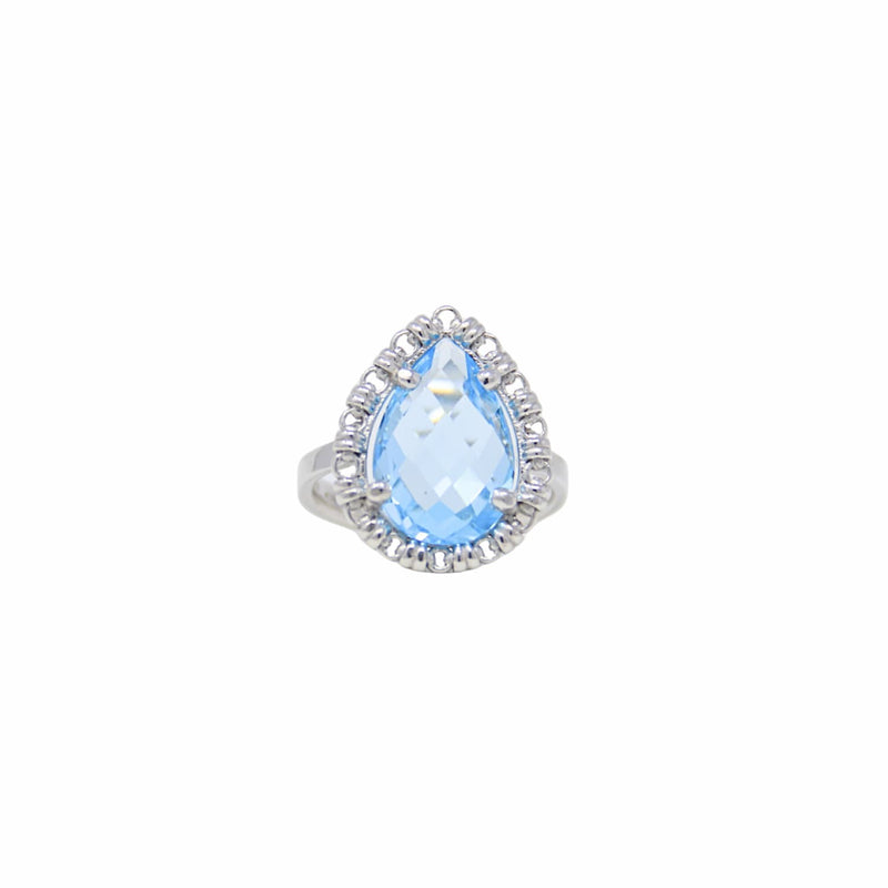 Drop Ring in Silver with Blue Topaz, Large