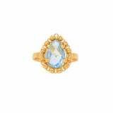 Drop Ring in Gold with Blue Topaz, Large