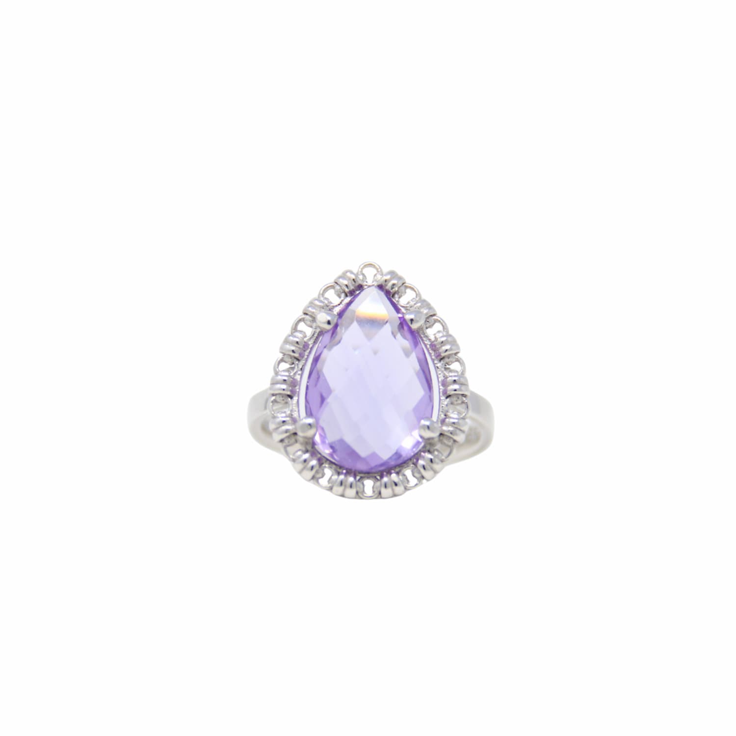 Drop Ring in Silver with Amethyst, Large