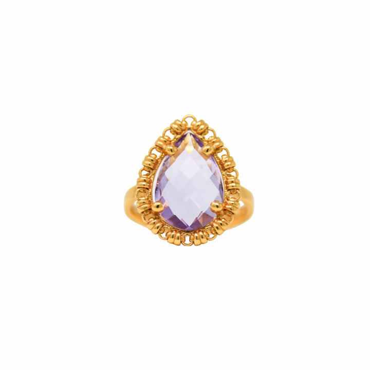 Drop Ring in Gold with Amethyst, Large