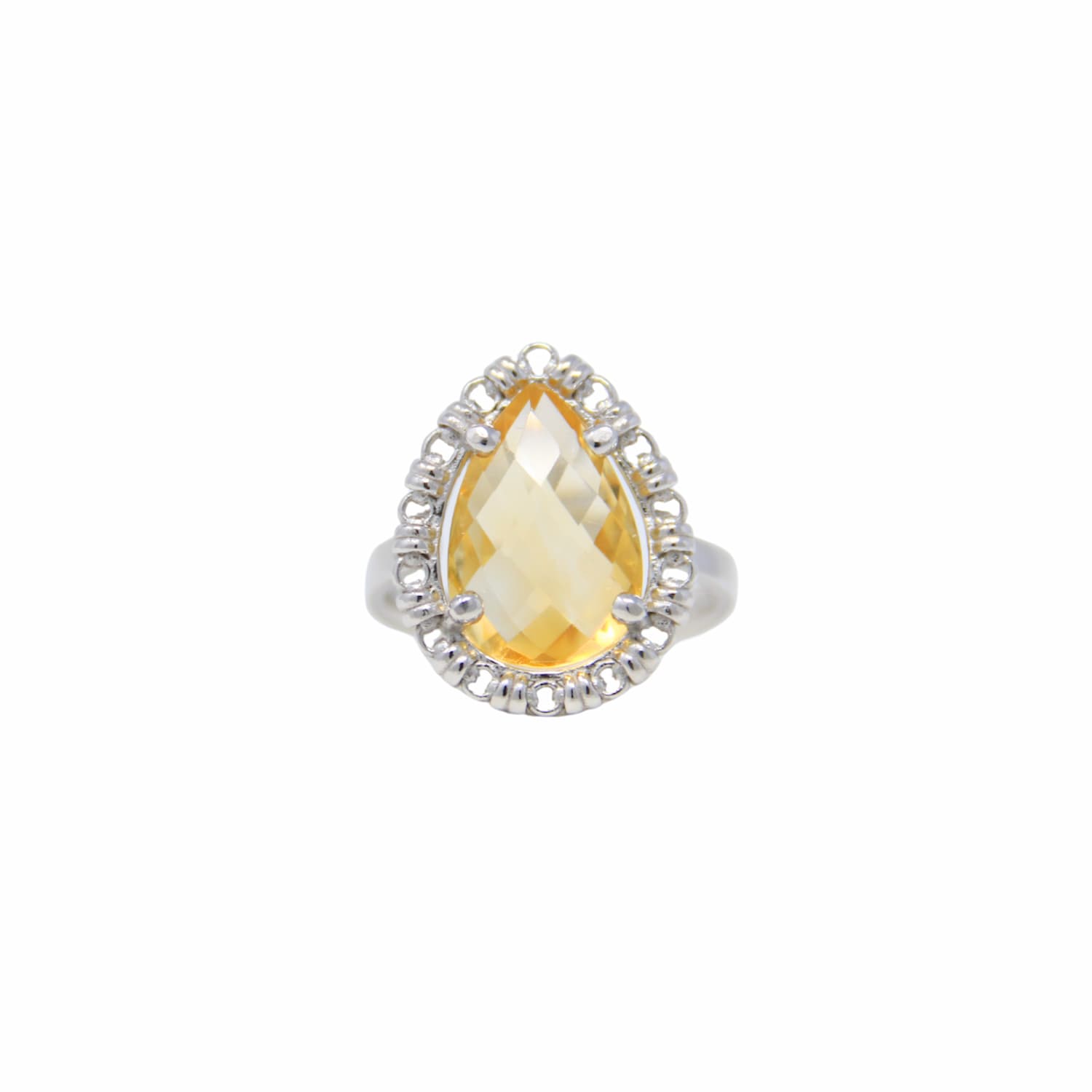 Drop Ring in Silver with Citrine, Large