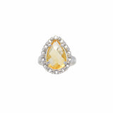 Drop Ring in Silver with Citrine, Large