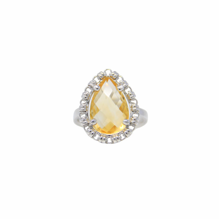 Drop Ring in Silver with Citrine, Large