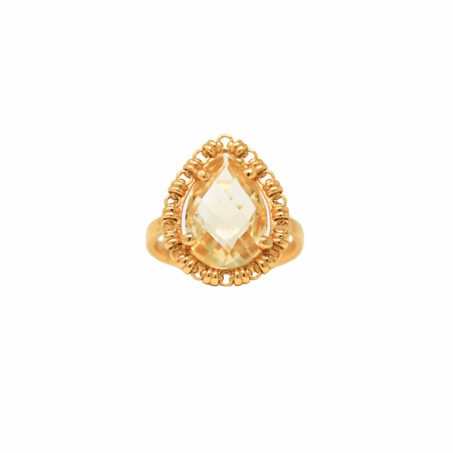 Drop Ring in Gold with Citrine, Large