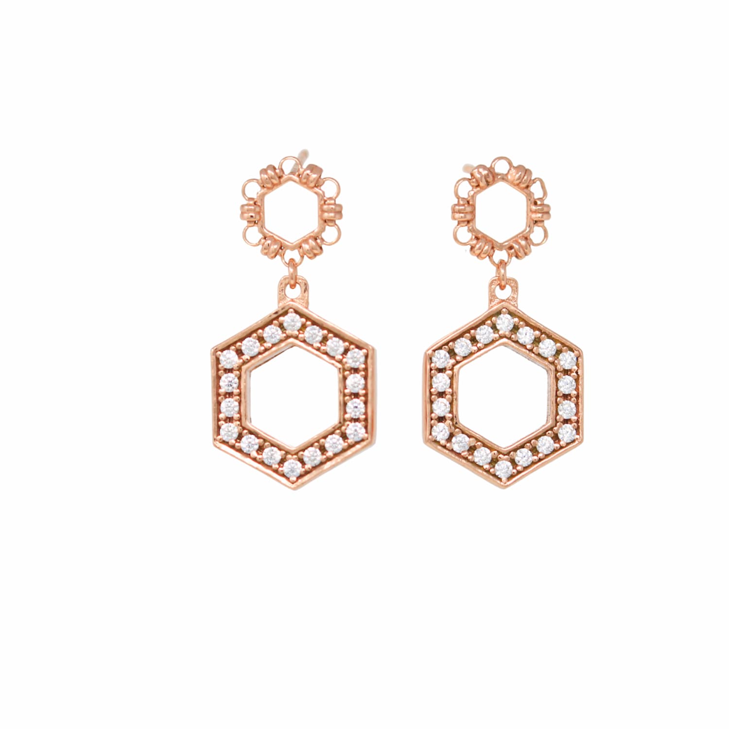Super Deco Earrings in Rose Gold With Pavé