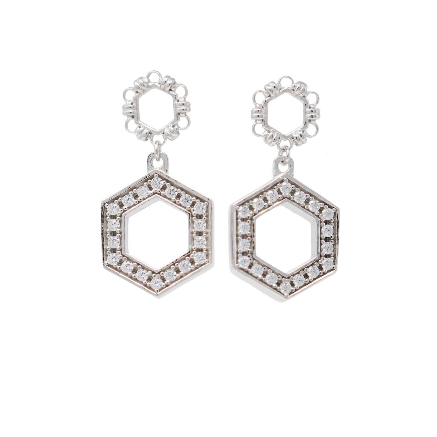 Super Deco Earrings in Silver With Pavé