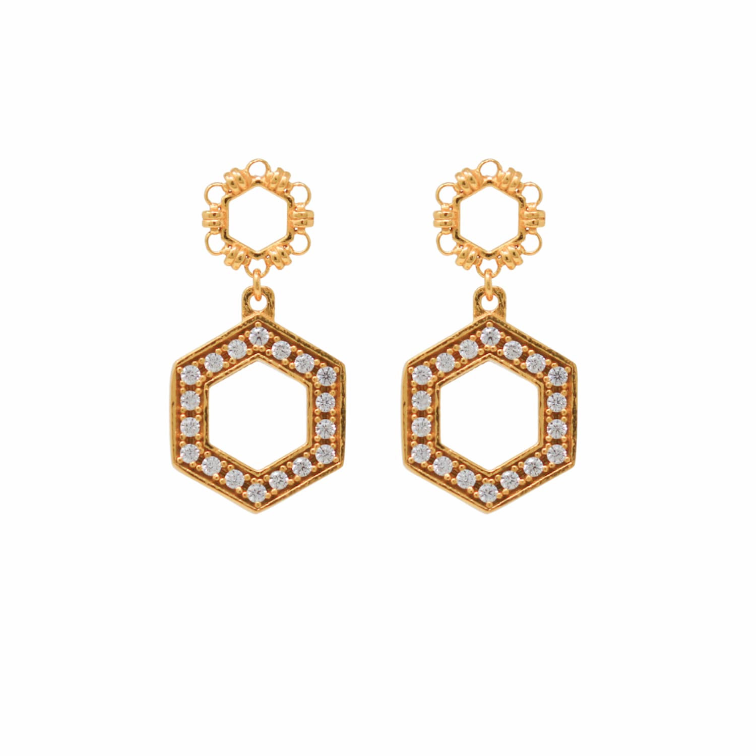 Super Deco Earrings in Gold With Pavé