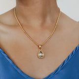 Drop Pendant in Gold with Blue Topaz, Large