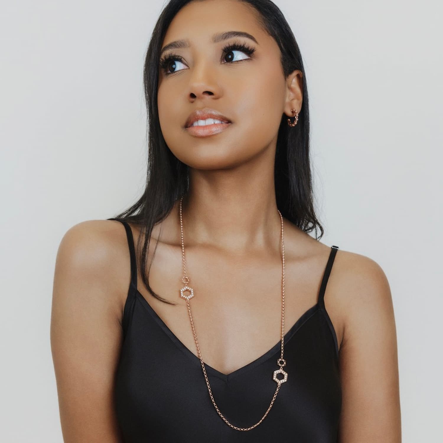 Super Deco Necklace in Rose Gold with Pavé