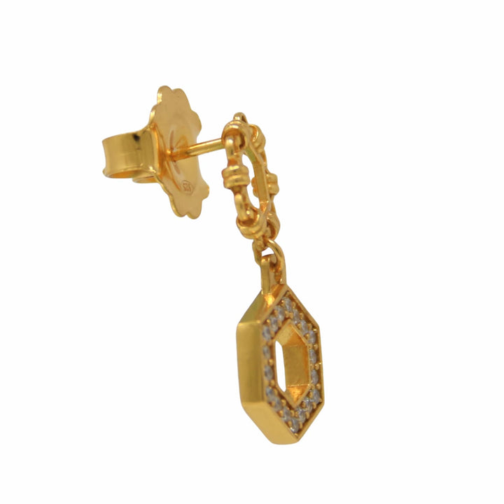 Deco Statement Earrings in Gold With Pavé
