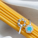 Deco Statement Ring in Silver With Turquoise & Pavé