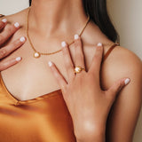 Gemma Necklace in Gold with Pink Coral