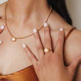 Gemma Necklace in Gold with Pink Coral