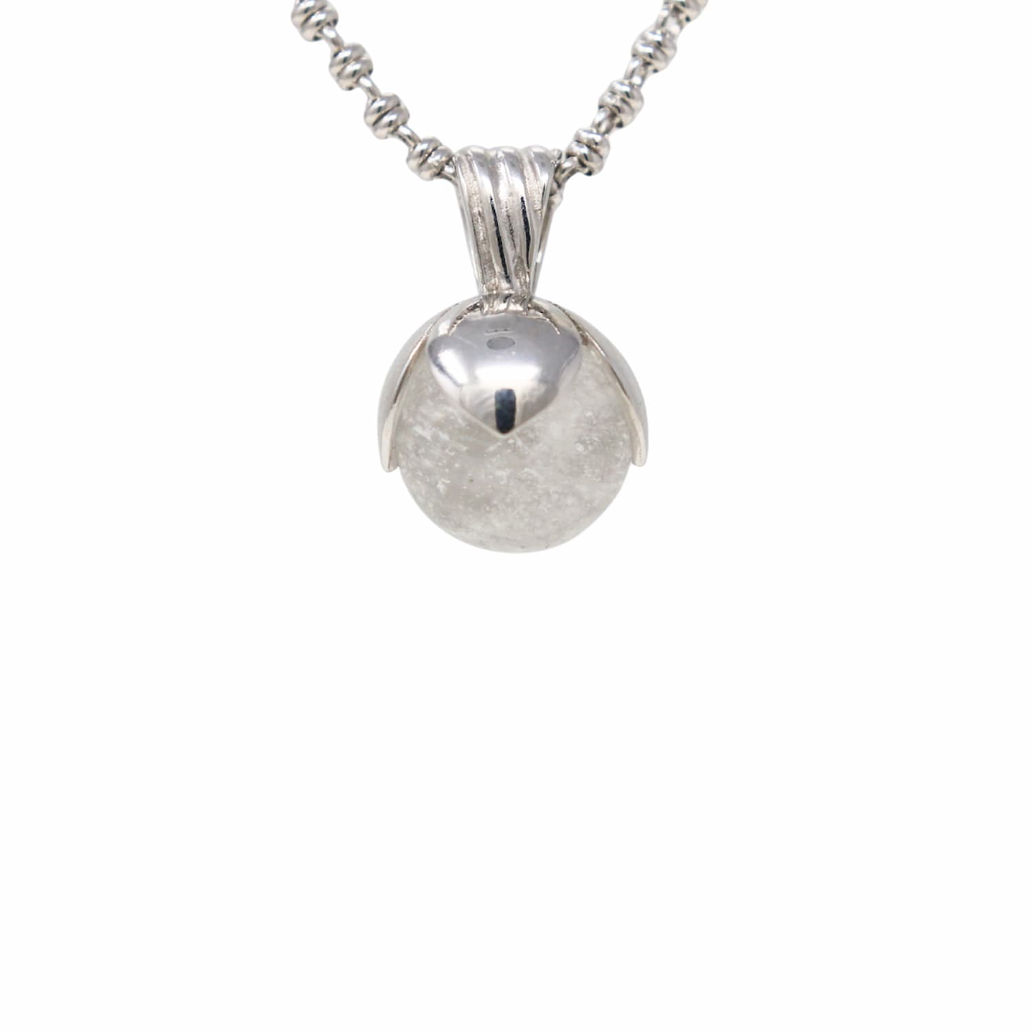 Magnolia Pendant in Silver with Crakle White Agate