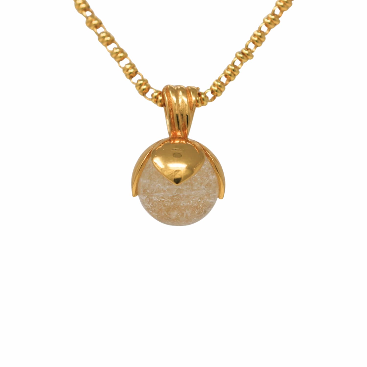 Magnolia Pendant in Gold with Crackle White Agate