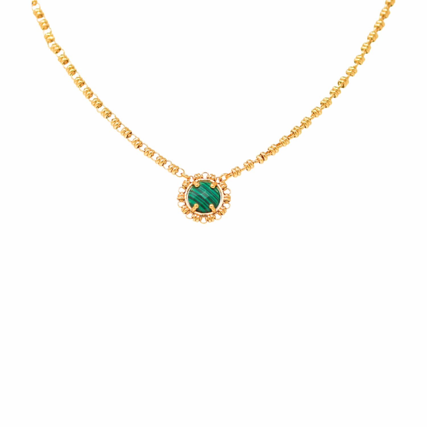 Gemma Necklace in Gold with Malachite