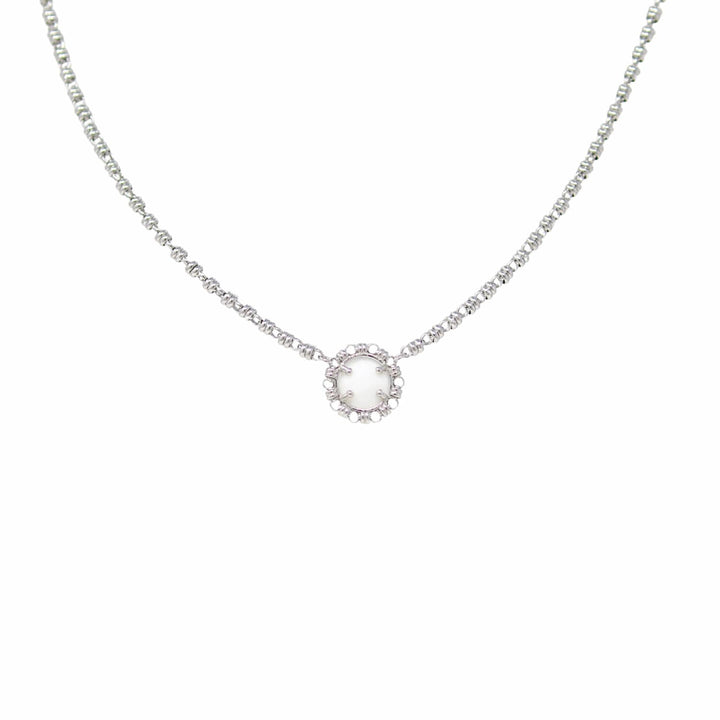 Gemma Necklace in Silver with White Agate