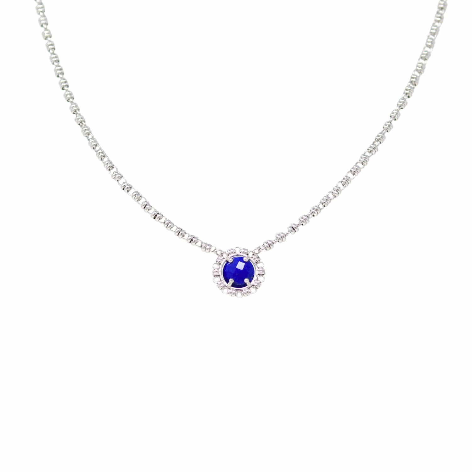 Gemma Necklace in Silver with Lapis