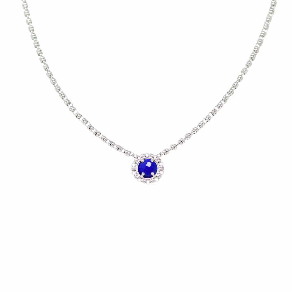 Gemma Necklace in Silver with Lapis