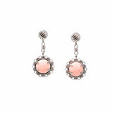 Gemma Earrings in Silver with Pink Coral