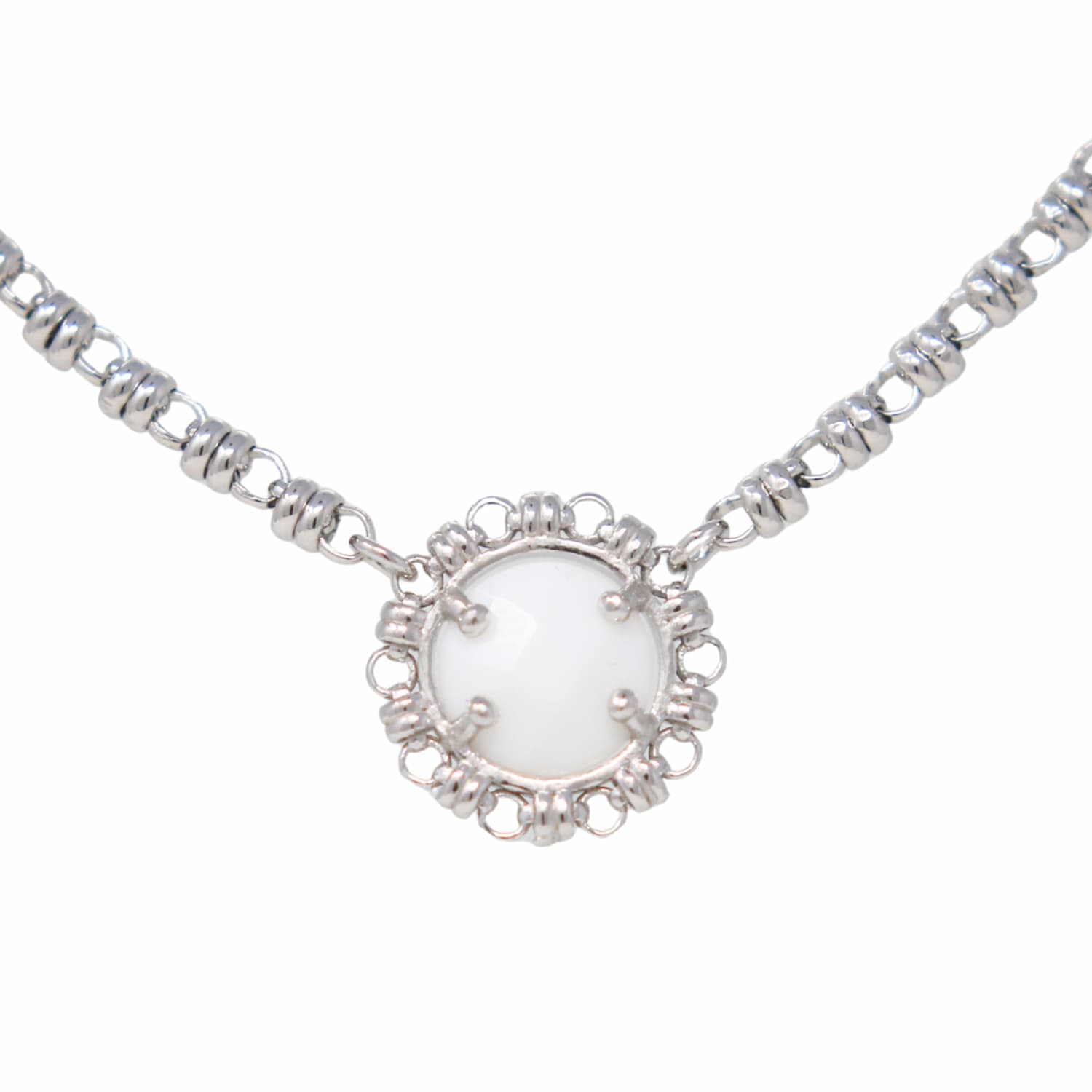 Gemma Necklace in Silver with White Agate