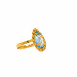 Drop Ring in Gold with Blue Topaz, Small