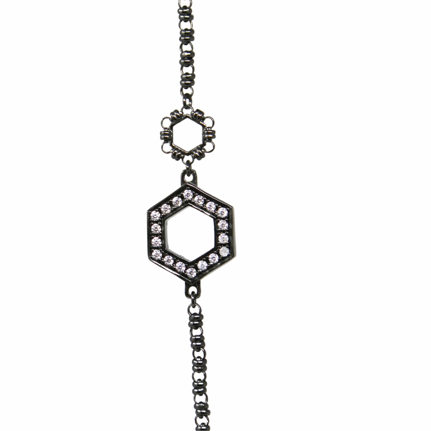 Super Deco Necklace in Black with Pavé