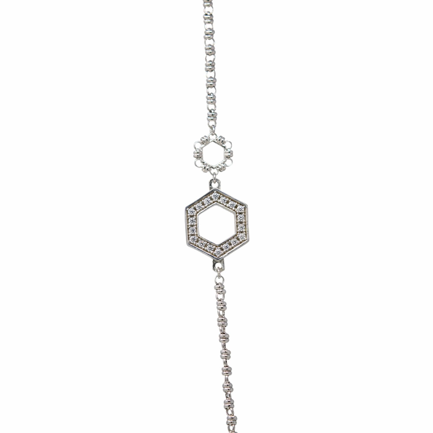 Super Deco Necklace in Silver with Pavé