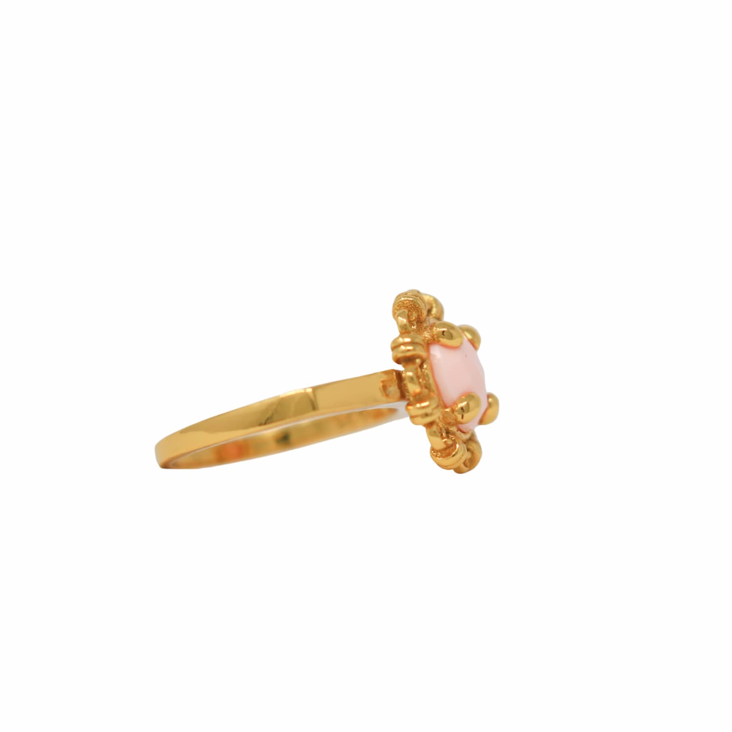 Gemma Ring in Gold with Pink Coral
