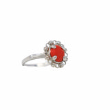 Gemma Ring in Silver with Coral