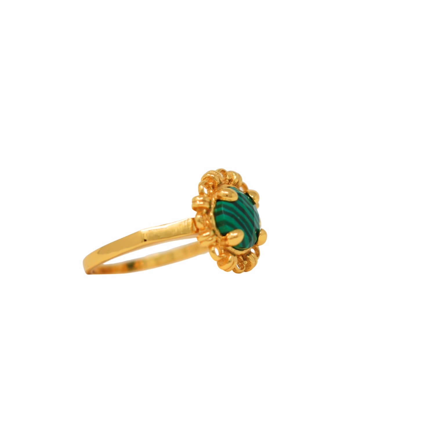 Gemma Ring in Gold with Malachite
