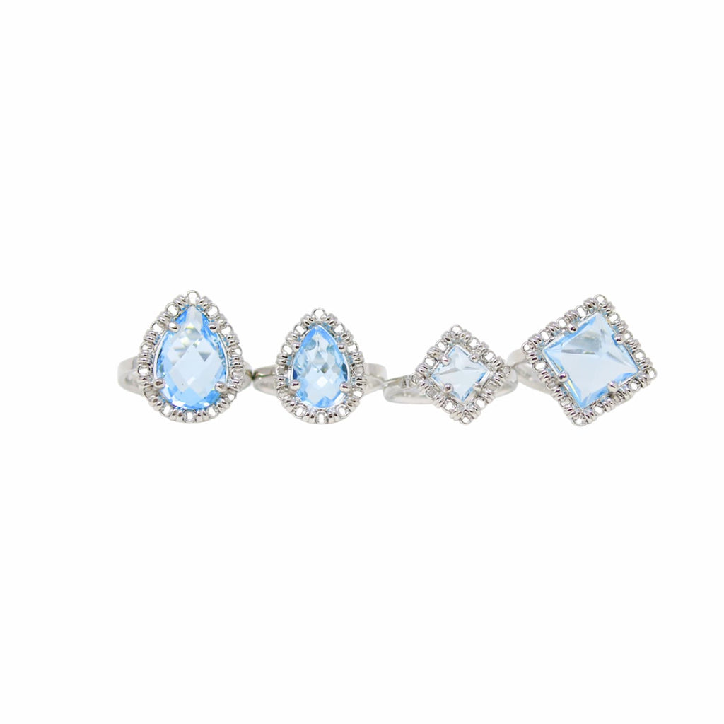 Drop Ring in Silver with Blue Topaz, Small
