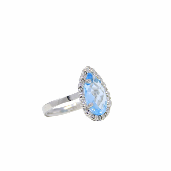 Drop Ring in Silver with Blue Topaz, Large