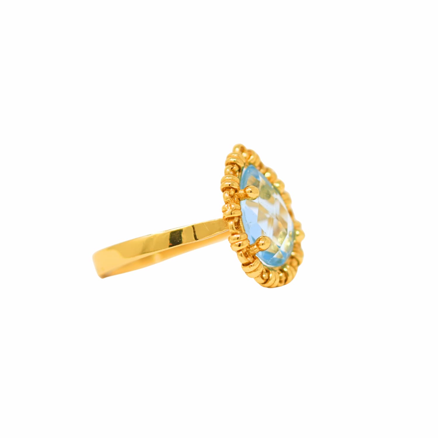 Drop Ring in Gold with Blue Topaz, Large