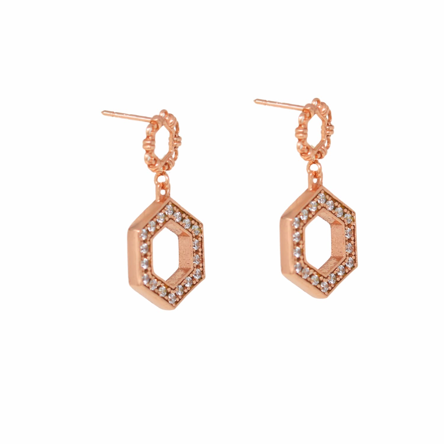 Super Deco Earrings in Rose Gold With Pavé
