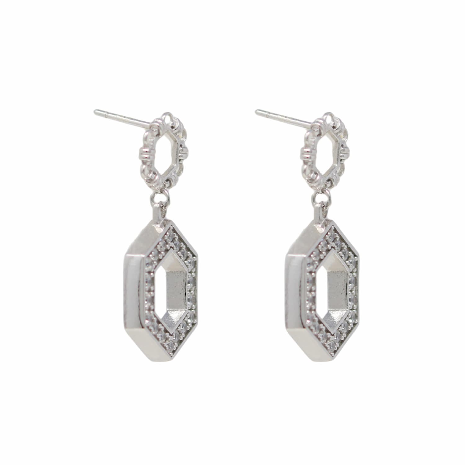 Super Deco Earrings in Silver With Pavé