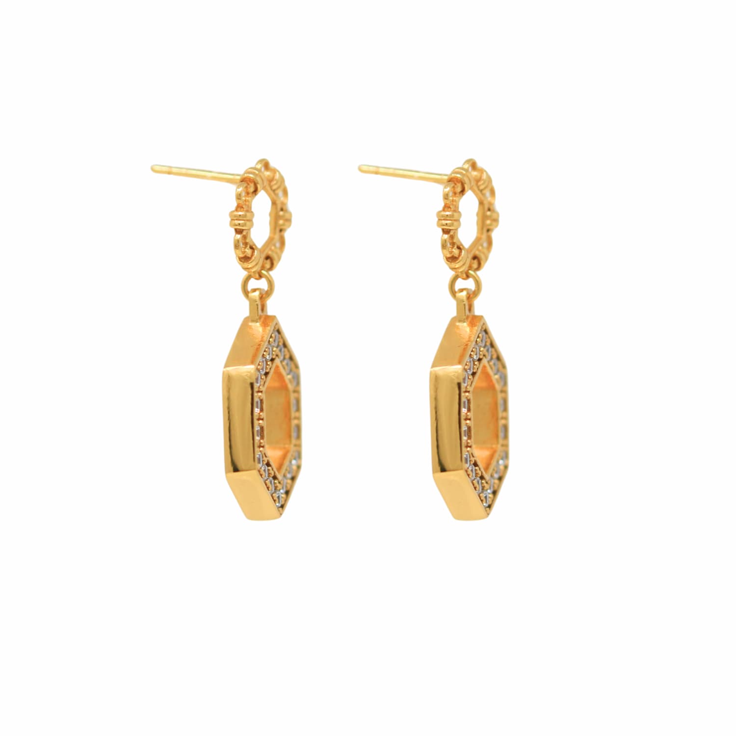 Super Deco Earrings in Gold With Pavé