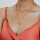 Quadra Pendant in Gold with Citrine
