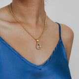 Drop Pendant in Gold with Blue Topaz, Small