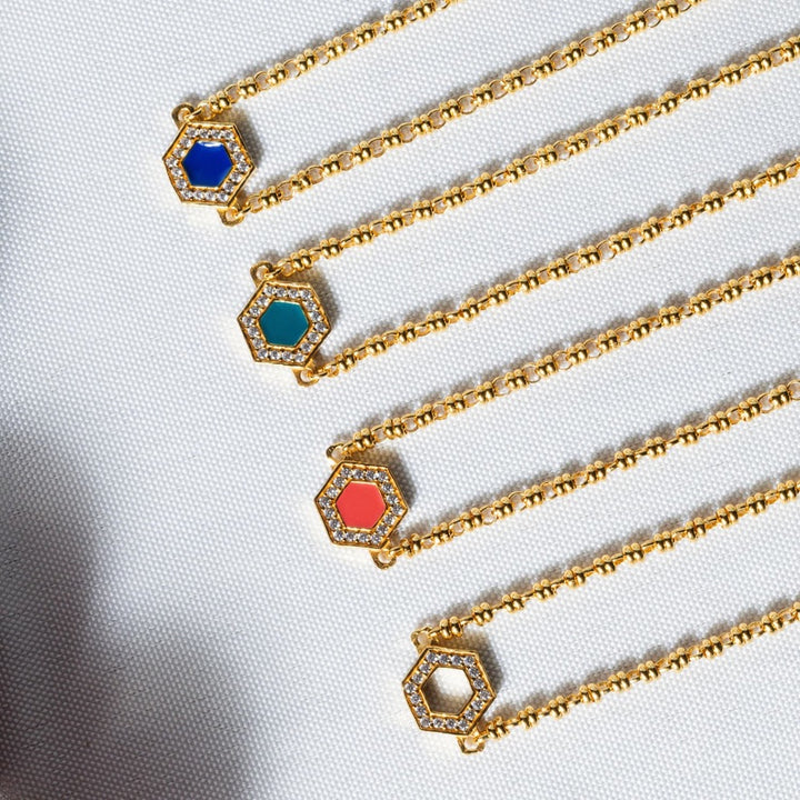 Deco Necklace in Gold With Pavé