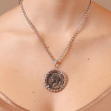 Large Filary Pendant in Gold & Silver with Italia Coin
