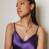 Quadra Pendant in Gold with Amethyst, Small