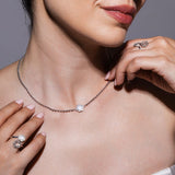 Deco Necklace in Silver With Green, White & Pavé