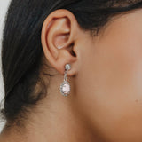 Gemma Earrings in Silver with Pink Coral