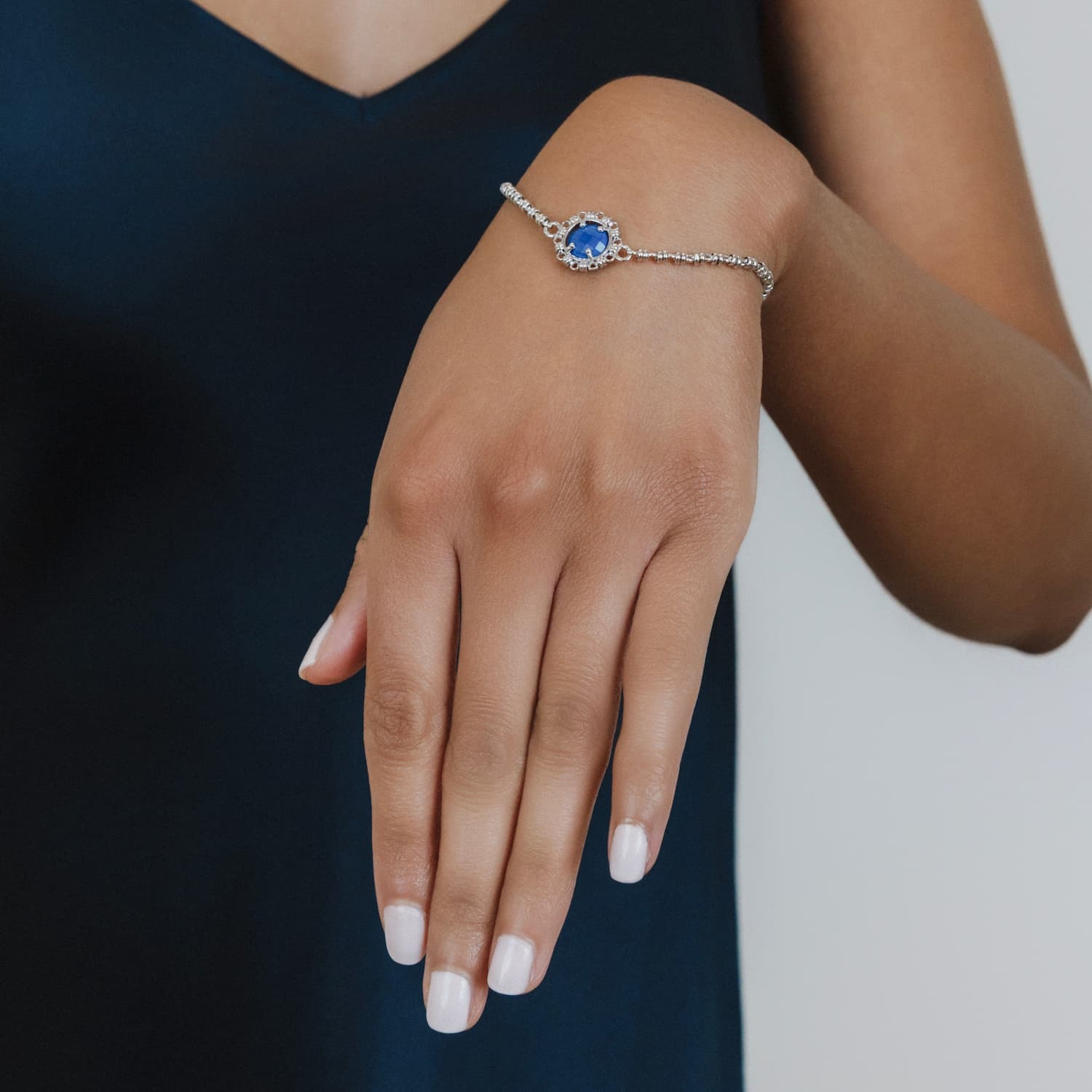 Gemma Bracelet in Silver with Lapis