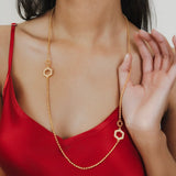 Super Deco Necklace in Gold with Pavé